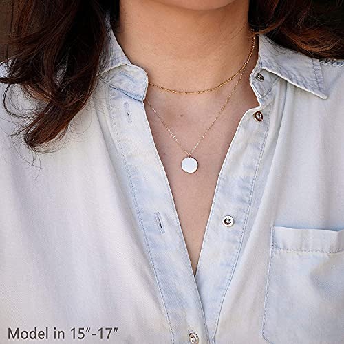 MEVECCO Dainty Pendant Layered Necklaces for Women | 18K Gold Plated Brass, 2-Piece Set With A Choker-Length Upper Layer, Wear Together Or Separately, Refined Everyday Style - style: Layer Disc-SL
