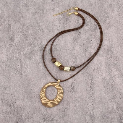 Boho Necklaces for Women Chunky Circle Necklace Bohemian Necklaces | Chunky Boho Necklace for Women Layered Boho Circle Leather Choker Necklace Long Vintage Necklaces Bohemian Jewlery Gifts - style: Large Pendant Necklaces