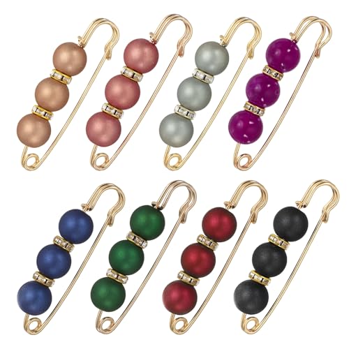 MECCANIXITY Pearl Brooch Pins, Decorative Safety Pin Brooch Fashion Sweater Shawl Crystal Clip for Collar Dress Shirt Clothing Accessories for Girls and Women - color: Mix Colors