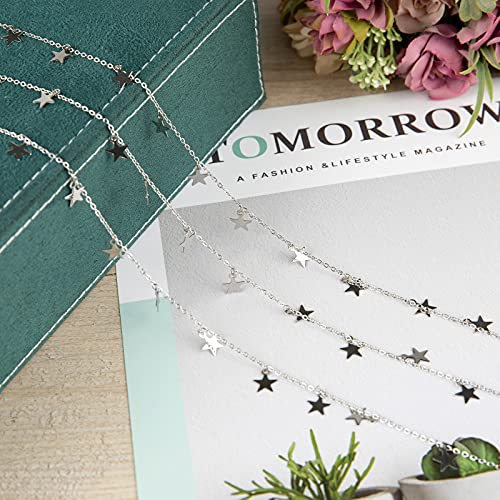 16.4 Feet Stainless Steel Star Chain for Jewelry Making | Silver Permanent Jewelry Chains Bulk Small Cable Link Chain Women Necklace Bracelet Anklet DIY Jewelry Making - color: Steel Star