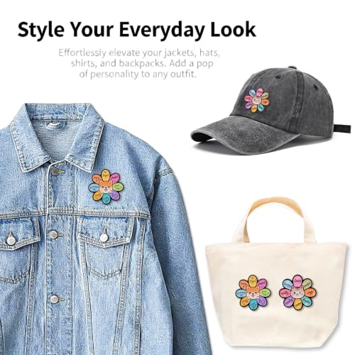 2/4/5/20pcs Funny Enamel Pins Bulk - Aesthetic Hard Enamel Lapel Pins Set, Art Brooches for Backpacks, Jackets, Hats, Bags, Lanyards, Cute Animal Pins for Adults, Kids, Women, Men - style: 2pcs Flower