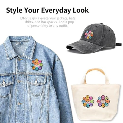 2/4/5/20pcs Funny Enamel Pins Bulk - Aesthetic Hard Enamel Lapel Pins Set, Art Brooches for Backpacks, Jackets, Hats, Bags, Lanyards, Cute Animal Pins for Adults, Kids, Women, Men - style: 2pcs Flower