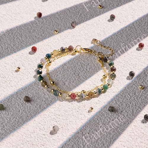 Farfume Crystal Beaded Bracelets for Women 4mm Natural Stone Jewelry Gifts | Natural Beads Gemstone,Handmade,Helper Tool,Yoga Protection,Hypoallergenic,Durability Wear - color: African Bloodstone-Courage & Vitality