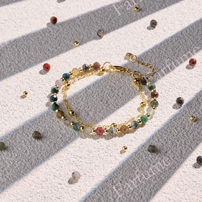 Farfume Crystal Beaded Bracelets for Women 4mm Natural Stone Jewelry Gifts | Natural Beads Gemstone,Handmade,Helper Tool,Yoga Protection,Hypoallergenic,Durability Wear - color: African Bloodstone-Courage & Vitality