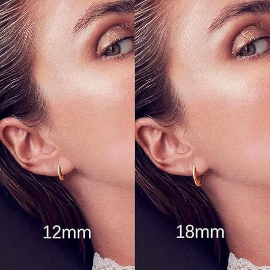 14K Gold Huggie Hoop Earrings for Women - Small Minimalist Earrings - size: 12 millimeters