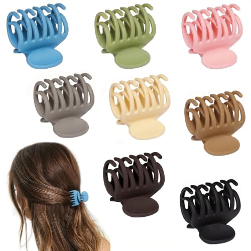 8PCS Claw Clips for Thin Hair Women, 1.6" Matte Small Hair Claw Clips | Hair Clips for Thin Fine Thick Hair Strong Hold Double Row Teeth Clips Cute Jaw Clamps Short Hair Styling Accessories - color: Colorful