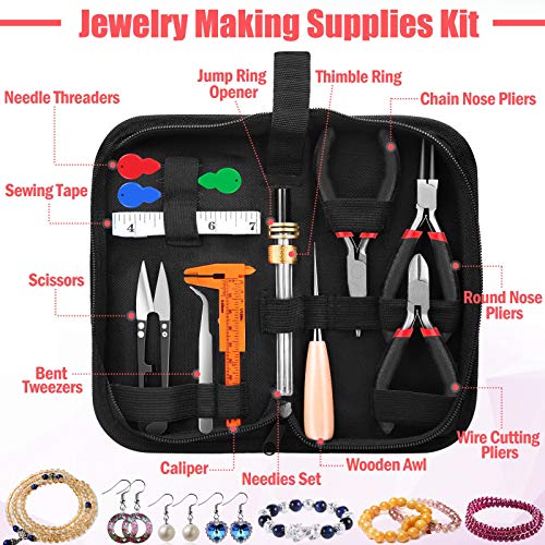 Thrilez Wire Wrapping for Jewelry Making, Repair and Beading Supplies Kit with Craft Ring Wire, Tools, Pliers and Jewelry Findings