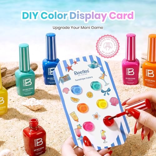 Beetles Neon Gel Nail Polish, Sunstripe, 6 Colors Gel Nail Polish Set | Summer Voyage Collection, Color-Matched Bottle Design, Soak Off UV LED, Long-Lasting Nails Art for Home DIY & Holiday - color: 0-Sunstripe