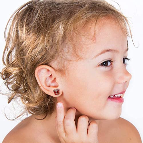 Bestyle Gold Butterfly Earrings for Women, Dainty Cute Birthstone Studs Hypoallergenic Jewelry, Great Birthday Gift - style: 07.July(Ruby)-STUD