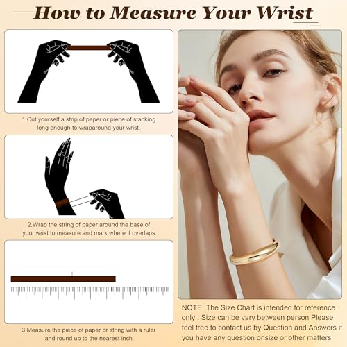 NICEIGHT 18K Gold Plated Chunky Bangle Bracelets for Women Gold Wide Cuff Bangle Bracelet Hammered Minimalist Thick Gold Wrist Wrap Bracelets - color: Gold Bold Bracelet