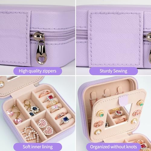 AYGXU Travel Jewelry Box for Women and Girls - Small Case With Initial A-Z - Teacher Gifts - color: purple, size: G