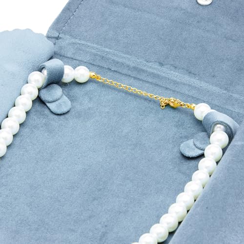 Velvet Necklace Jewelry Travel Folder Storage Display Case (Light Ocean Blue) - color: Light Ocean Blue