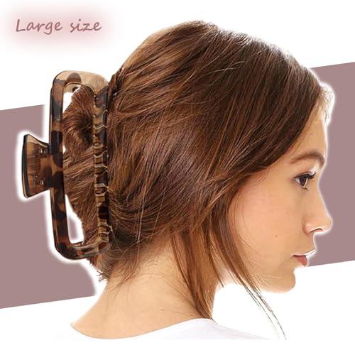 Hair Claw Clips Plastic 5.1 Inch Large Unbreakable Glossy Rectangle Square Strong Hold Jaw Clips Neutral Colors XL for Women Thin Thick Long Curly Hair - 3 Pack - color: Black&Dark Brown&Light Brown