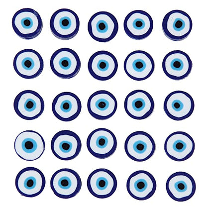 100pcs Evil Eye Polymer Clay 10mm Spacer Beads for Women Jewelry Making DIY Bracelet Necklace Hair Clip Accessories (Blue Evil Eye) - color: Blue Evil Eye