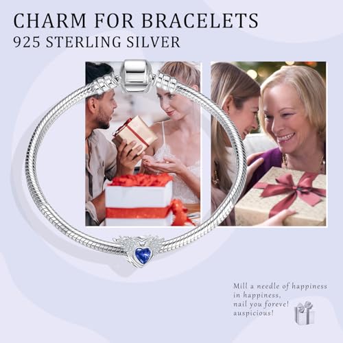 S925 12 Months Birthstone Charm for Pandora Bracelet, Gift on Birthday Christmas Mothers Valentines Anniversary Graduation, for Women Mom Daughter Friend Family Sister Aunt Grandma - color: September