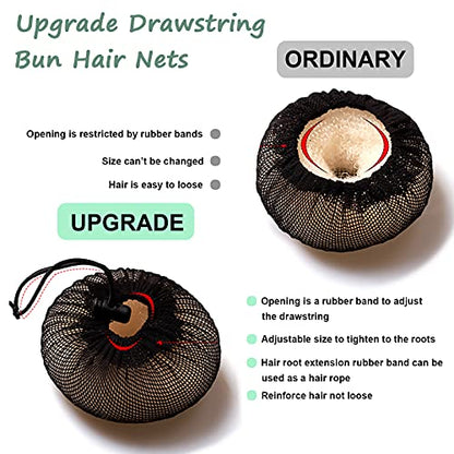 KESAPLAN 6PCS Bun Hair Nets Set Reusable Elastic Mesh Bun Cover for Ballerina Dancer Bank Clerk Nurse Hair Fixing Black Stretch Lace Hair Accessories Headwear for Women Girls Mixed Style (Medium)