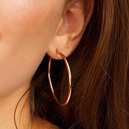 M MOOHAM Hoop Earrings for Women, Hypoallergenic 14K Gold Plated Earrings | Gold Plated Hoop Earrings Set for Sensitive Ears, Earring Stack for Women Trendy, Jewelry Gifts Lightweight 13-60mm - color: 2pcs-30mm-Rose gold plated