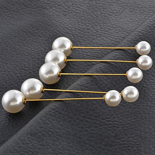 queenland Double Faux Pearl Brooch Pins Sweater Shawl Clip Dress Cardigan Collar Safety Pins