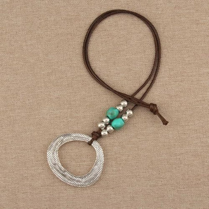 Boho Necklaces for Women Chunky Circle Necklace Bohemian Necklaces | Chunky Boho Necklace for Women Layered Boho Circle Leather Choker Necklace Long Vintage Necklaces Bohemian Jewlery Gifts - style: Bohemian Chunky Necklace