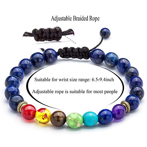 Men Women 8mm Lava Rock Beads Chakra Bracelet - color: Lapis lazul-21004