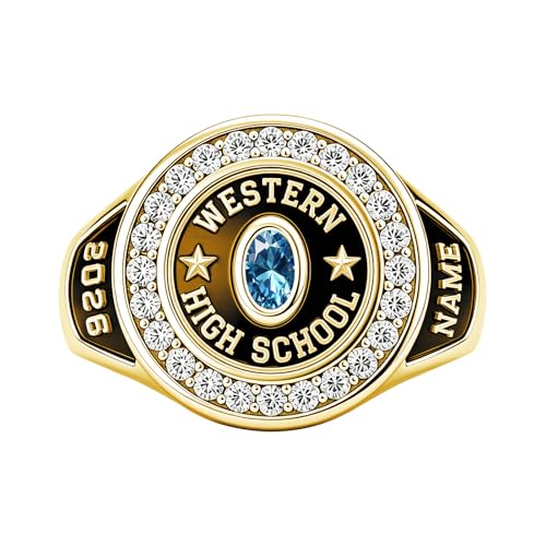 ROMANTICWORK Class Rings for Women High School 925 Sterling Silver Customizable Engraved Rings for Women Graduation Ring Size 4 to 16 Jewelry Gifts for Sisters Friends - color: Class Ring for Women 09