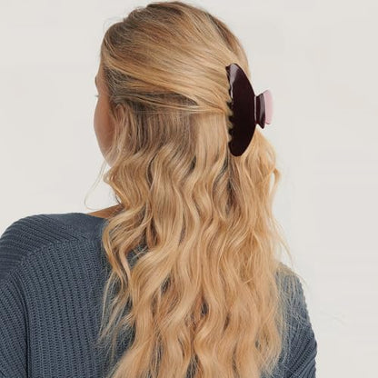 MAORULU Cute Claw Clip for Women – 4.3'' Large Acetate Hair Clips for Thick Thin Curly Long Hair, Durable Hair Clamps Non-slip Jaw Clip, Strong Hold, Stylish French Design (Chocolate) - color: Chocolate