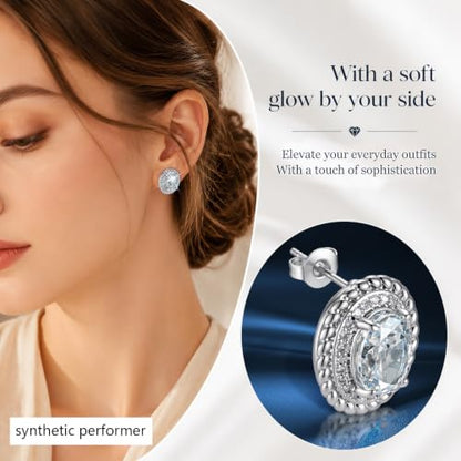 Hypoallergenic 14K Gold-Plated Cubic Zirconia Stud Earrings for Women - Comfort Piercing Earrings - color: White