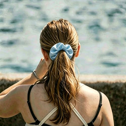Silk Hair Ties Ponytail Holder Hairs Bow Ropes Elastics Hairtie Accessories Wide 0.8inch on Hair No Damage No Crease for Women Curly Thick Wavy Hair(30Pcs Blue) - color: Blue