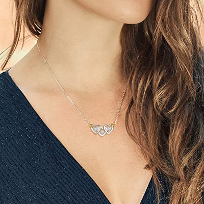 Gem Stone King 925 Silver and 10K Yellow Gold White Lab Grown Diamond Heart Shape Pendant Necklace For Women (0.87 Cttw, with 18 Inch Chain)