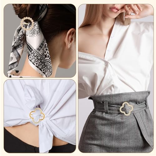 18 Pcs Silk Scarf Ring Clip Shirt Ties Clips For Women Clothing, T Shirt Tie Or Rings Clips For Women For The Side With 1 Storage Bag