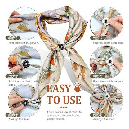 8 Sets Scarf Ring Elegant Horsebit Buckles Metal Clips for Women Scarves Pin Tshirt Ties Clip Perfect for Silk Scarves, Shawls, and Fashion Accessories