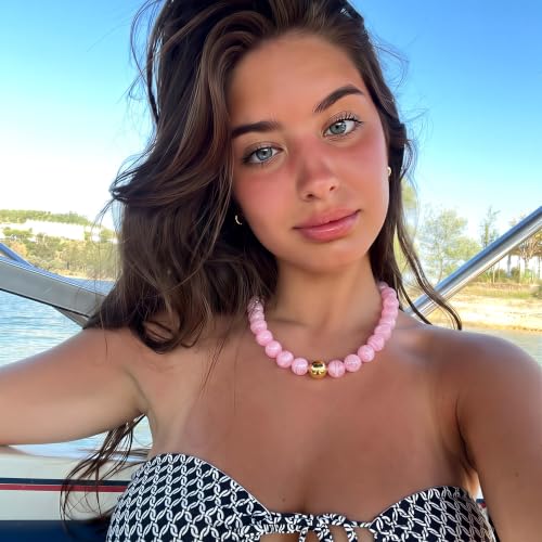Chunky Beaded Necklace for Women, Colorful Trendy Statement Summer Jewelry Gift - color: necklace-8