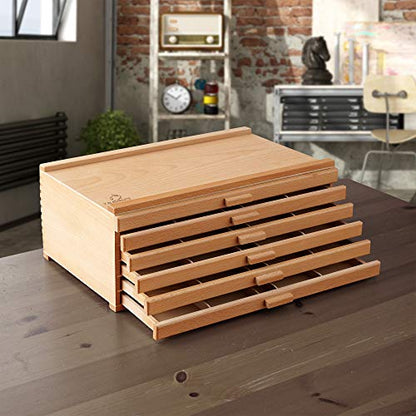 7 Elements 10 Drawer Wooden Artist Storage Supply Box for Pastels, Pencils, Pens, Markers, Brushes and Tools - size: 10-Drawer
