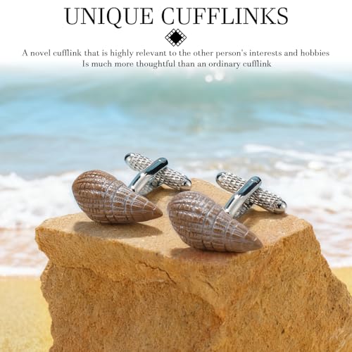 HAWSON Various Unique Cuff Links Mens, Animal/Tactical/Music/Holiday/Cufflinks, Themed Wedding Dinner Party Gift Suit Accessories - style: Conch Shell