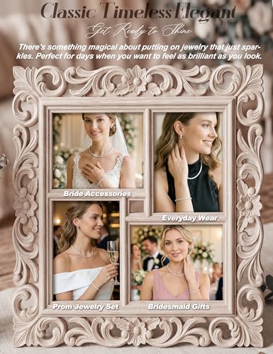 LOLIAS Silver Jewelry Set for Women Tennis Necklace Bracelet Hypoallergenic | Wedding Jewelry Sets for Brides Bridemaid,Costume Party Prom Accessories,Chockers Necklace CZ Tennis Bracelet Earrings Studs - style: Tennis Necklaces Bracelet+Ear Jacket Earrin