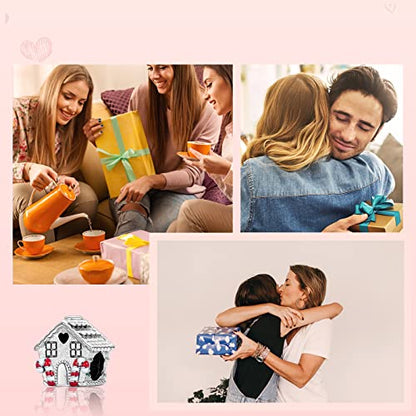 MITSOKU 925 Sterling Silver Charms for Bracelets Necklaces Animal prototype Pendant Safety Chain Dangle Pendants Beads Christmas Day Charms Jewelry Gift for Women - style: 3-Gingerbread House