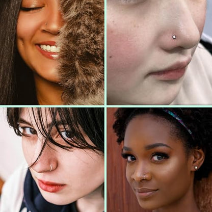 Gotumo 20G Nose Rings Titanium Nose Studs Cubic Zirconia Straight Nose Piercing Jewelry Hypoallergenic Nose Rings Studs for Women Men 6pcs set Silver - color: Silver, size: 20G L Shaped 15pcs