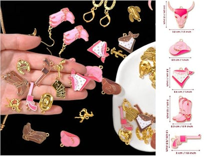 60Pcs Western Cowboy Cowgirl Charms for Jewelry Making DIY Craft Findings | Alloy Boot Cowboy Boot/Hat Horse Cactus Charms/ Pendants for Necklace Earrings Bracelet Keychain