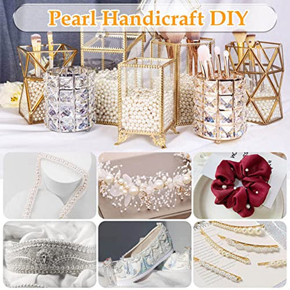 Pearl Beads for Craft, Anezus 2000pcs Ivory Faux Fake Pearls, 4 MM Small Sew on Pearl Beads with holes for Jewelry Making, Bracelets, Necklaces, Hairs, Crafts, Decoration and Vase Filler - size: 4 MM