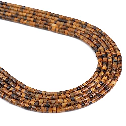 BEADIA Natural Yellow Tiger Eye Spacer Beads Caps Flat Round Loose Beads for Beading Jewelry Making 3mmx2mm 38cm - color: Yellow Tiger Eye, size: Flat Round 3mm x 2mm