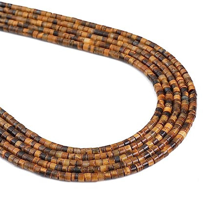 BEADIA Natural Yellow Tiger Eye Spacer Beads Caps Flat Round Loose Beads for Beading Jewelry Making 3mmx2mm 38cm - color: Yellow Tiger Eye, size: Flat Round 3mm x 2mm