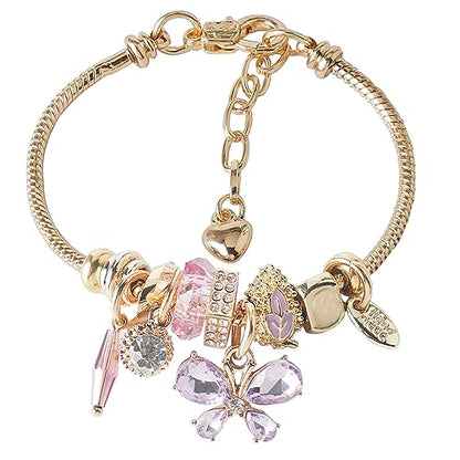 DS Charm Bracelets for teen girls exquisite cute cartoon friendship bracelet Gold Stainless Steel Bangle birthday Gift box Adjustable little girls kids jewelry holiday gifts - style: GOLD-1
