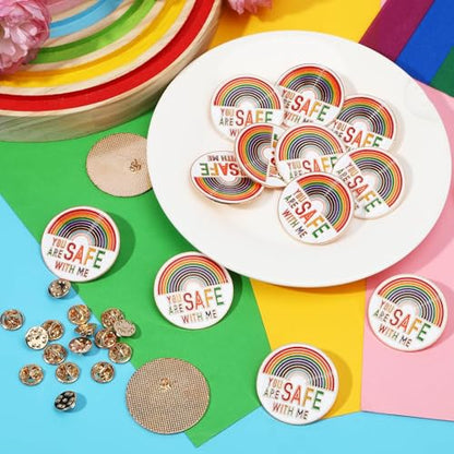 SANNIX 15Pcs You are Safe with ME Pins, Rainbow Enamel Lapel Pins Gay Pride Pin Brooches LGBTQ Supports Doctor Nurse Medical Students Brooch Pins Badge for Hat Backpack Decoration Accessories - style: Rainbow Pin