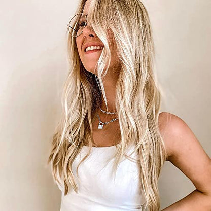 Lock Necklace for Women Paperclip Link Chain Padlock Necklace Non-Tarnish - color: Silver - 2 PCS Layered Lock Necklaces