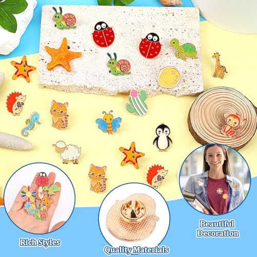 SANNIX 60Pcs Enamel Pins Bulk Set, 30 Styles Cute Cartoon Brooch Pins for Backpacks, Clothes, Bags, Hats - Funny Lapel Pins Button Badges Accessories - style: Mixed Pin
