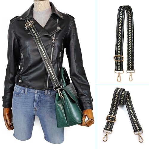 Kolti Purse Strap Replacement Crossbody Handbag Stripe Wide Adjustable - color: Gold Buckle-04