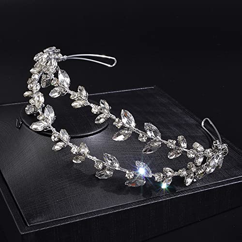 JWICOS Crystal Wedding Headband Tiara Bridal Rhinestone Headpiece Wedding Hair Accessories Tiara for Women and Girls (Silver) - color: Silver