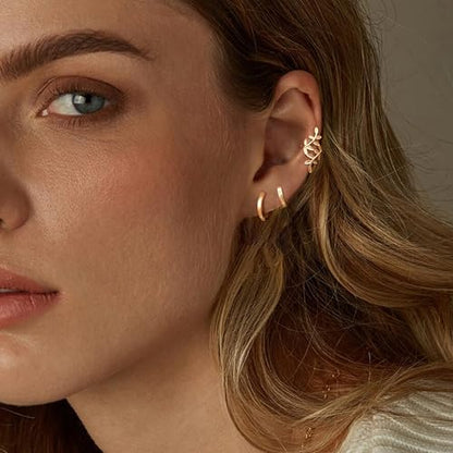 Ear Cuffs Non Piercing Ear Cuff Earrings for Women Gifts Trendy Stuff Clip on Cartilage Earrings Stacks Fake Earrings Jewelry Gifts - color: G:3pcs Cross gold cuff earrings