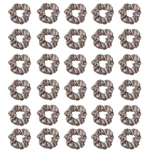 Silk Hair Ties Ponytail Holder Hairs Bow Ropes Elastics Hairtie Accessories Wide 0.8inch on Hair No Damage No Crease for Women Curly Thick Wavy Hair(30Pcs Grey) - color: Grey