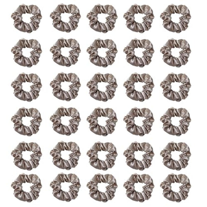 Silk Hair Ties Ponytail Holder Hairs Bow Ropes Elastics Hairtie Accessories Wide 0.8inch on Hair No Damage No Crease for Women Curly Thick Wavy Hair(30Pcs Grey) - color: Grey